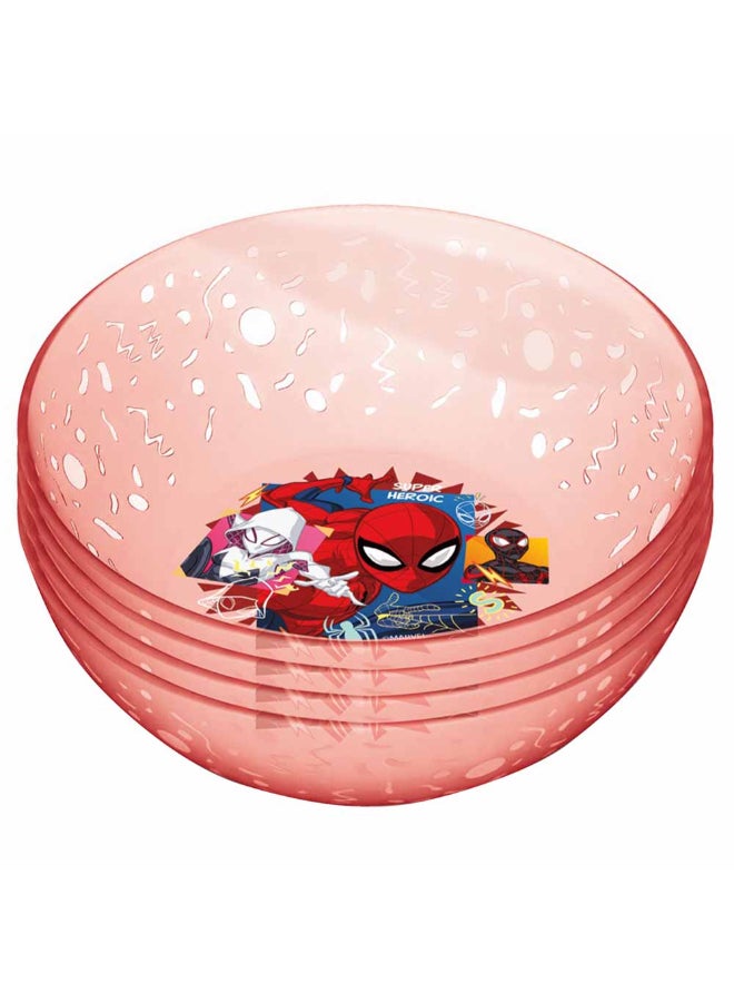 4-Piece Polypropylene Spiderman Themed Bowl Set Pink 5.5 x 13.4 x 13.4 cm 11247A
